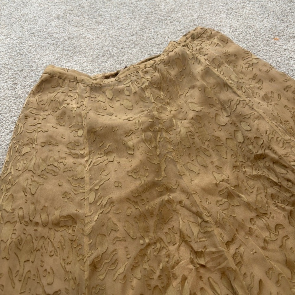 Soft Surroundings Burnout Silk Maxi Skirt Womens XS Tan Gold Boho Festival Fairy - Picture 2 of 9